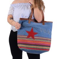 Sunsa Vintage Shoulder Bag Shopper of canvas with leather