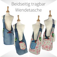Sunsa Wende Hobo Cotton/Jeans Umhängetasche Schultertasche Crossbodybag