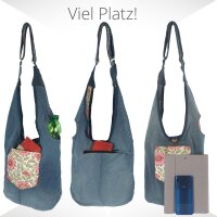 Sunsa Wende Hobo Cotton/Jeans Umhängetasche Schultertasche Crossbodybag
