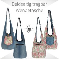 Sunsa Wende Hobo Cotton/Jeans Umhängetasche Schultertasche Crossbodybag