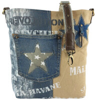 Sunsa Vintage Umhängetasche aus Jeansstoff &...