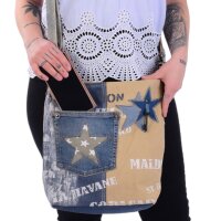 Sunsa Vintage Umhängetasche aus Jeansstoff &...