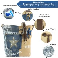 Sunsa Vintage Umhängetasche aus recycelter Jeans & Canvas. Nachhaltige Damen Crossbody Bag