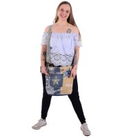 Sunsa Vintage Umhängetasche aus Upcycling Jeans & Canvas. Damen Crossbody Bag