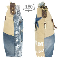 Sunsa Vintage Umhängetasche aus Upcycling Jeans & Canvas. Damen Crossbody Bag