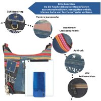 Sunsa Umhängetasche aus Jeansstoff & Canvas. Crossbody Hobo Tasche