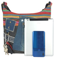 Sunsa Umhängetasche aus Upcycling Jeans & Canvas. Crossbody Hobo Tasche