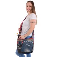 Sunsa Umhängetasche aus Upcycling Jeans & Canvas. Crossbody Hobo Tasche