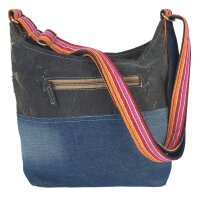 Sunsa Umhängetasche aus Upcycling Jeans & Canvas. Crossbody Hobo Tasche