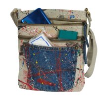 Sunsa kleine Umhängetasche, Canvas Crossbody Bag. Schultertasche mit Abstrakt Kunst Design