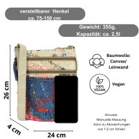 Sunsa kleine Umhängetasche, Canvas Crossbody Bag. Schultertasche mit Abstrakt Kunst Design