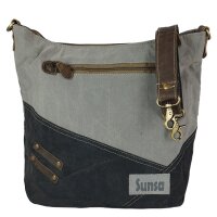 Sunsa Damentasche Canvas Umhängetasche grau/ schwarz Schultertasche Damentasche