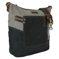 Sunsa Damentasche Canvas Umhängetasche grau/ schwarz Schultertasche Damentasche