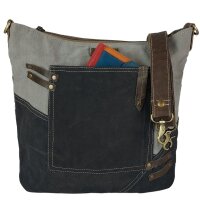 Sunsa Damentasche Canvas Umhängetasche grau/ schwarz Schultertasche Damentasche