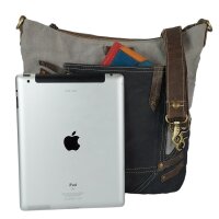 Sunsa Damentasche Canvas Umhängetasche grau/ schwarz Schultertasche Damentasche