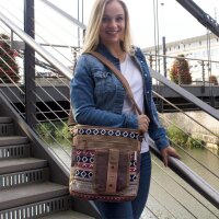 Sunsa colorful small canvas bag shoulder bag crossbody brown weaved cotton