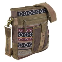 Sunsa colorful small canvas bag shoulder bag crossbody brown weaved cotton