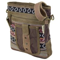 Sunsa colorful small canvas bag shoulder bag crossbody brown weaved cotton