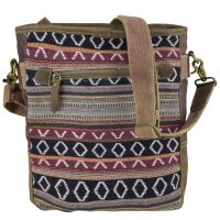Sunsa colorful small canvas bag shoulder bag crossbody brown weaved cotton
