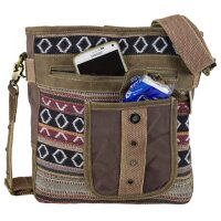 Sunsa colorful small canvas bag shoulder bag crossbody brown weaved cotton