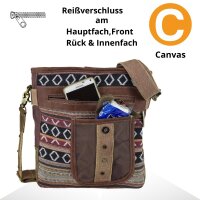 Sunsa colorful small canvas bag shoulder bag crossbody brown weaved cotton
