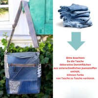Sunsa Damen Umhängetasche in Patchwork Design. Crossbody aus Canvas & Jeansstoff