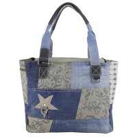 Sunsa Damenhandtasche aus Upcycling Jeans & graue...