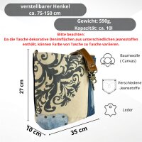 Sunsa Umhängetasche aus Jeansstoff & Canvas. Crossbody mit Mandala Motiv