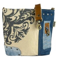 Sunsa Umhängetasche aus Upcycling Jeans & Canvas. Crossbody mit Mandala Motiv