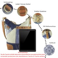 Sunsa canvas bag hobo jeans stonewashed blue shoulder bag crossbody brown