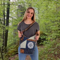 Sunsa Umhängetasche aus Upcycling Jeans & Canvas. Crossbody Tasche