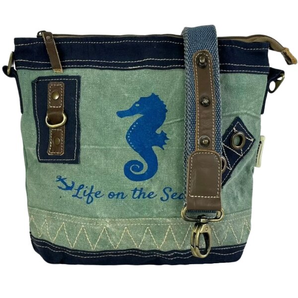 Sunsa Damentasche Maritim Umhängetasche Schultertasche blaue Crossbody mit Seepferd