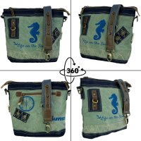Sunsa Damentasche Maritim Umhängetasche Schultertasche blaue Crossbody mit Seepferd