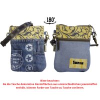 Sunsa kleine Umhängetasche aus Jeansstoff & Canvas Mini Jeanstasche