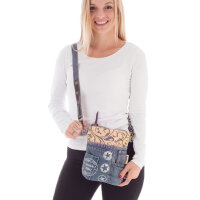 Sunsa kleine Umhängetasche aus Upcycling Jeans & Canvas Mini Jeanstasche
