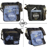 Sunsa Messenger Umhängetasche aus Jeansstoff und schwarzem Canvas. Tasche
