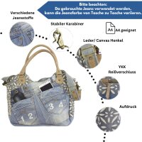 Sunsa Handtasche aus Jeansstoff & Canvas. große Schultertasche/ Shopper