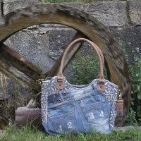 Sunsa woman Canvas Bag Handbag Shopper Jeans Bath Bag Weekender blue