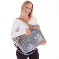 Sunsa woman Canvas Bag Handbag Shopper Jeans Bath Bag Weekender blue