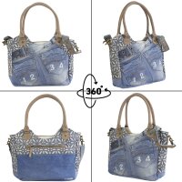 Sunsa Handtasche aus Upcycling Jeans & Canvas. große Schultertasche/ Shopper