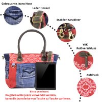 Sunsa woman canvas bag shopper red shoulder bag crossbody jeans blue