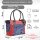 Sunsa große Handtasche aus Jeansstoff & rote Canvas. Schultertasche.