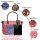 Sunsa große Handtasche aus Jeansstoff & rote Canvas. Schultertasche.