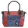 Sunsa große Handtasche aus Upcycling Jeans & rote Canvas. Schultertasche.