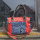 Sunsa große Handtasche aus Upcycling Jeans & rote Canvas. Schultertasche.