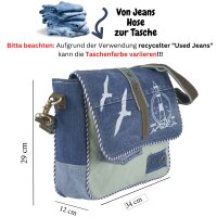 Sunsa Canvas Bag Messenger shoulder bag jeans stone washed beige crossbody blue