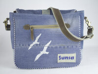 Sunsa Canvas Bag Messenger shoulder bag jeans stone washed beige crossbody blue