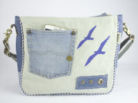Sunsa Canvas Bag Messenger shoulder bag jeans stone washed beige crossbody blue