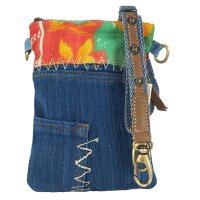 Sunsa kleine Damen Umhängetasche aus Upcycling Jeans...
