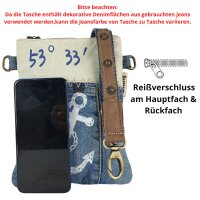 Sunsa Canvas Bag small blue shoulder bag jeans stone washed crossbody colorful